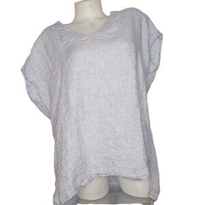 SIGRID OLSEN Blue Linen Sleeveless Boxy Tunic Shirt Top Womens Plus Size 1X